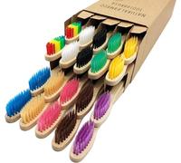 Adults Bamboo Toothbrushes, Soft Bristles Natural Wooden Toothbrush, Biodegradable Organic Handle Toothbrush for Home and Travel Plastic-Free Packaging (Mixed Colors 20 Pcs)