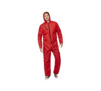 Smiffys Bank Robber Jumpsuit Red Zipped All in One with Hood, Adult Cops and Robbers Fancy Dress Costume for Halloween Parties Themed Events and TV Inspired Outfits, XL