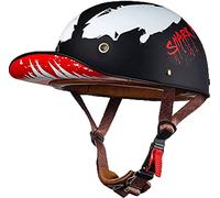 Adults Baseball Cap Motorcycle Helmet Men Women German Style Vintage Open-Face Motorbike Helmets ECE Certified Skull Cap Helmet for Cruiser Chopper Moped Scooter ATV 3,M