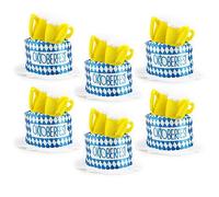 Adults Bavarian Beer Stein Hat - Pack of 6 Blue and White Checked Oktoberfest Hat with Beer Stein Detail - Adults German Oktoberfest Fancy Dress Costume Accessory
