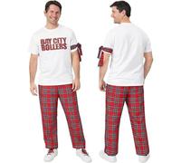 Adults Bay City Rollers 1970s Rock & Pop Fancy Dress [S-M Trousers Medium T-Shirt]