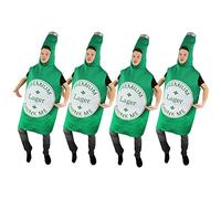 Adults Beer Bottle Costume Oktoberfest Novelty Fancy Dress Outfit Pack of 4 | double-sided lager bottle print, drink me label, stag and hen fancy dress, novelty costume, adult one-size fit, pack of 4