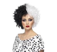 Adult's Black White Evil Madame Wig - wig evil madame black white smiffys fancy dress cruella costume ladies halloween de