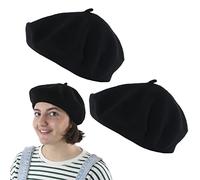 Adults Black Beret Hat - Pack of 6 - Wool Blend French-Style Beret - Mens Ladies Traditional Look France Cap Fashion Accessory