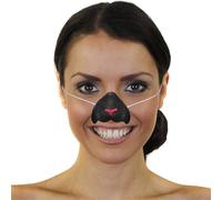 Adults Black Cat Nose Costume Accessory - Pack Of 6 - Realistic Animal Nose with Elastic String - Simple Feline Fancy Dress for World Book Day, Halloween and Theatrical Performances