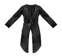 Adults Black Sequin Tailcoat Fancy Dress - Small - Long Tailed Jacket With Sequins and Black Lapels - Perfect for Charity Events, Dance Shows, Performances and Other Fancy Dress Events