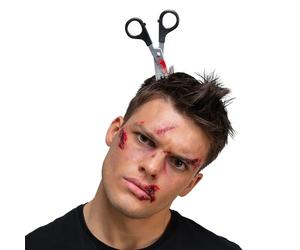 Adults Bloody Scissors in Head Horror Prop Slasher Zombie Headband