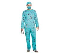 Adults BLOODY SCRUBS SURGEON Halloween Costume Mens Ladies Doctor Fancy Dress UK