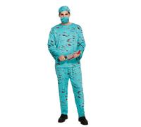 Adults BLOODY SCRUBS SURGEON Halloween Costume Mens Ladies Doctor Fancy Dress UK