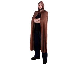 Adults Brown Cape Accessory - Unisex Long Brown Cape with Hood - Mens Womens Wizard Mage Cloak School Book Week World Book Day Halloween Fancy Dress Costume Accessory