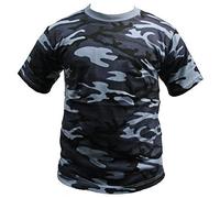 Adults Camo Army Cargo Combat Military T-Shirt Crew Neck (S, Midnight)