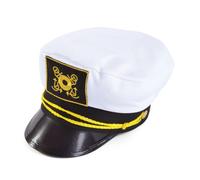 Adults Captain's Cap Naval White Hat with Peak Fancy Dress Accessory New