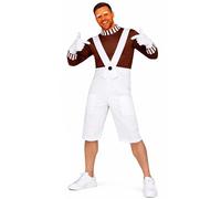 Adults Chocolate Factory Worker Costume - Mens School Book W ancy Dress Includes Brown Top, White Trousers, White Gloves, Orange Facepaint World Book Day Costumes, S