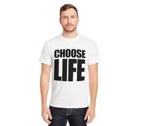 Adults 'Choose Life' T-Shirt - Large - White 1980s Slogan Tee, Retro Pop Singer Style, 80s Throwback Top, Vintage-Inspired Music Fashion for Themed Parties and Casual Wear