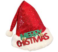 Adults Christmas Hat, Christmas Santa Hat, Cute Glitter Christmas Hat Red Santa Hat - Unisex Deer Wood Holiday Decor, Christmas Fabric for Women and Men