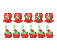 Adults Christmas Hats - 10 Piece Mens Ladies Xmas Costume Fancy Dress Accessory Set Large Novelty Chiristmas Hats Family Pack - 5x Present Hats + 5x Plush Elf Hats With Attached Ears