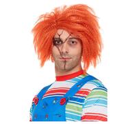 Adults Chucky Wig Halloween Fancy Dress Costume Accessory Orange Crimped Wig