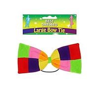 Adults Clown Large Patchwork Rainbow Bow Tie Fancy Dress Accessory Party Novelty