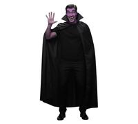Adults Counting Vampire Accessory Set - Black Cape with Collar, Vampire Fangs, Purple Facepaint - Mens TV Film Halloween Fancy Dress Costume Accessory Set