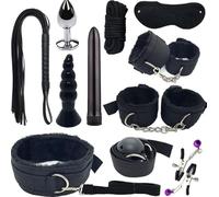 Adults Couples Bed Restraints Kit for Couples Under King Bed Play Neck to Wrist Bondage Restraints Set Wrist and Ankle Bondaged Kit Adult for Bed Hoodie Straps Handcuffs Collar (Black)