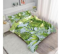 Adults Coverless King Size Duvet 4.5 Tog Reversible, Green Leaves Boys and Girls Comeforter Set for All Season Lightweight Machine Washable KingSize Quilt 230x220cm with Pillowcase 50x75cm K122