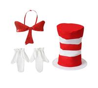 Adults Crazy Cat Fancy Dress Costume Set, Striped Red Hat, Colorful and Whimsical Headwear for Celebrations (Style B)