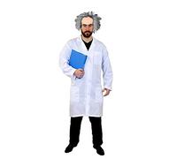 ADULTS CRAZY SCIENTIST COSTUME WITH GREY HAIR BALDING WIG AND WHITE LAB COAT FANCY DRESS MOVIE OR TV CHARACTER PERFECT FOR FANCY DRESS PARTIES (STANDARD)