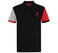 (Black Contrast Sleeve, 3XL) Liverpool FC Official Football Gift Mens Crest Polo Shirt