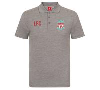 (Grey, Small) Liverpool FC Official Football Gift Mens Crest Polo Shirt