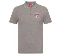 Liverpool FC Official Football Gift Mens Single Crest Polo Shirt Grey Medium