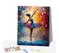 Adults Dancing Paint by Number Kits,Wooden Framed Ballet Painting Kits on Canvas,Color by Numbers Adult Acrylic Watercolor Gifts for Friends Wall Decor (Dancing Ballerina)