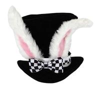 Adults Deluxe Rabbit Hat, Black Felt Top Hat with Large Ears and Attached Bow Perfect for School Book Week + World Book Day Fancy Dress Costume Accessory