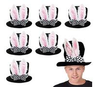 Adults Deluxe Wonderland Rabbit Hat - Black Felt Top Hat with Large Ears and Attached Bow Perfect for School Book Week + World Book Day Fancy Dress Costume Accessory
