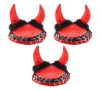 Adults Demonic Dita De Vil Skull Cap - Evil Halloween Headpiece Costume Accessory for Scary Devil, Demon, Gothic, Horror, Fancy Dress, Cosplay & Party Outfits - 3 Pack