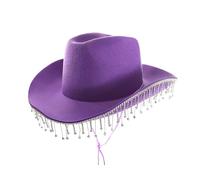 Adults DiamantÈ Cowgirl Hat - Pack of 1 - Purple Lilac Cowboy Hat with Rhinestone Fringe - Adults Bling Glitter Cowgirl Hen Party Western Party Fancy Dress Accessory