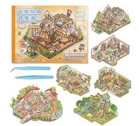 Adults DIY Scene Sticker Book: 6 Set Large Size 3D Stickers Books Building Your Own Cartoon Creative Fun Stress Relief Reusable Stickers Home/Travel Activities for Women Teenager Birthday Gifts