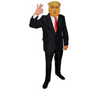 ADULTS DONALD TRUMP FANCY DRESS COSTUME - BLACK SUIT, RED TIE AND TRUMP MASK - MENS COMMANDER IN CHIEF FANCY DRESS COSTUME (LARGE)