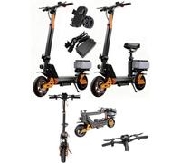 Adults Electric Scooter, E Scooter, 10” Rubber Tyres, Triple Suspension, 48V 15.6 AH Battery, 45 KM Range, Powerful Brushless Motor, Double Disc Brakes, Foldable, Double Lights, Turn Signals