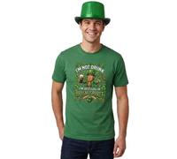 Adults Funny St Patricks Day Costume | Sequin Top Hat & T-Shirt “I'm not Drunk I'm Just Full of Irish Spirit" | Green Tee with Green Print - XLarge