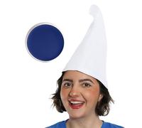 Adults Gnome Accessory Set - Pack of 1 - White Gnome Hat and Blue Face Paint - Adults World Book Day Book Week Fancy Dress Costume Accessory Set