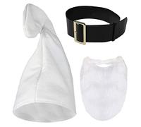 Adults Gnome Set - White Hat, Black Belt and White Beard Beard - Perfect For World Book Day School Book Week Fancy Dress