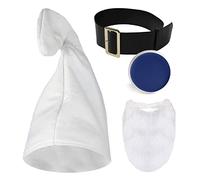 Adults Gnome Set - White Hat, Black Belt, Blue Facepaint and White Beard Beard - Perfect For World Book Day School Book Week Fancy Dress