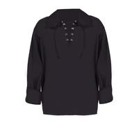 Adults Gothic Lace Shirt Fancy Dress Costume - Medieval Lace Up Steampunk Victorian Pirate Black Shirt Fancy Dress