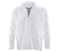 Adults Gothic Lace Shirt Fancy Dress Costume - Medieval Lace Up Steampunk Victorian Pirate Black Shirt Fancy Dress