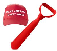 Adults Great American President Cap, Wig & Tie Donald Trump Fancy Dress Accessory Kit [One Size]