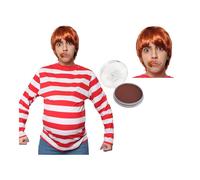 Adults Greedy Golden Ticket Winner Fancy Dress Costume Striped Top
