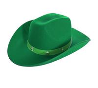 Adults Green Cowboy Hat with Star Studded Design - Classic Western Fancy Dress Accessory for Festivals, Rodeos, Themed Parties, Costume Events and Country Nights