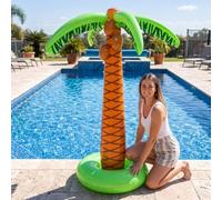 Adults Green Inflatable Palm Tree Pool Party Decoration Prop | green inflatable palm tree, stands 6ft tall, tropical hawaiian design, pool and beach party prop