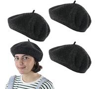 Adults Grey Beret Hat - Pack of 6 - Wool Blend French-Style Beret - Mens Ladies Traditional Look France Cap Fashion Accessory