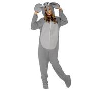 Adults Grey Elephant Costume Jumpsuit Zoo Safari Animal Ladies Mens Fancy Dress